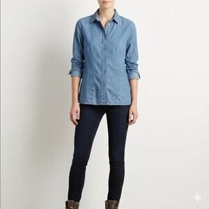 Stella McCartney Denim Shirt Button-Down Snap Long-Sleeve Blouse Size 10 US